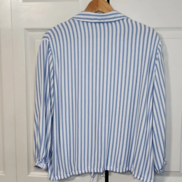 beachlunchlounge Blue and White Striped Button‎ Down Shirt Size XL Beach Boxy - Picture 2 of 10